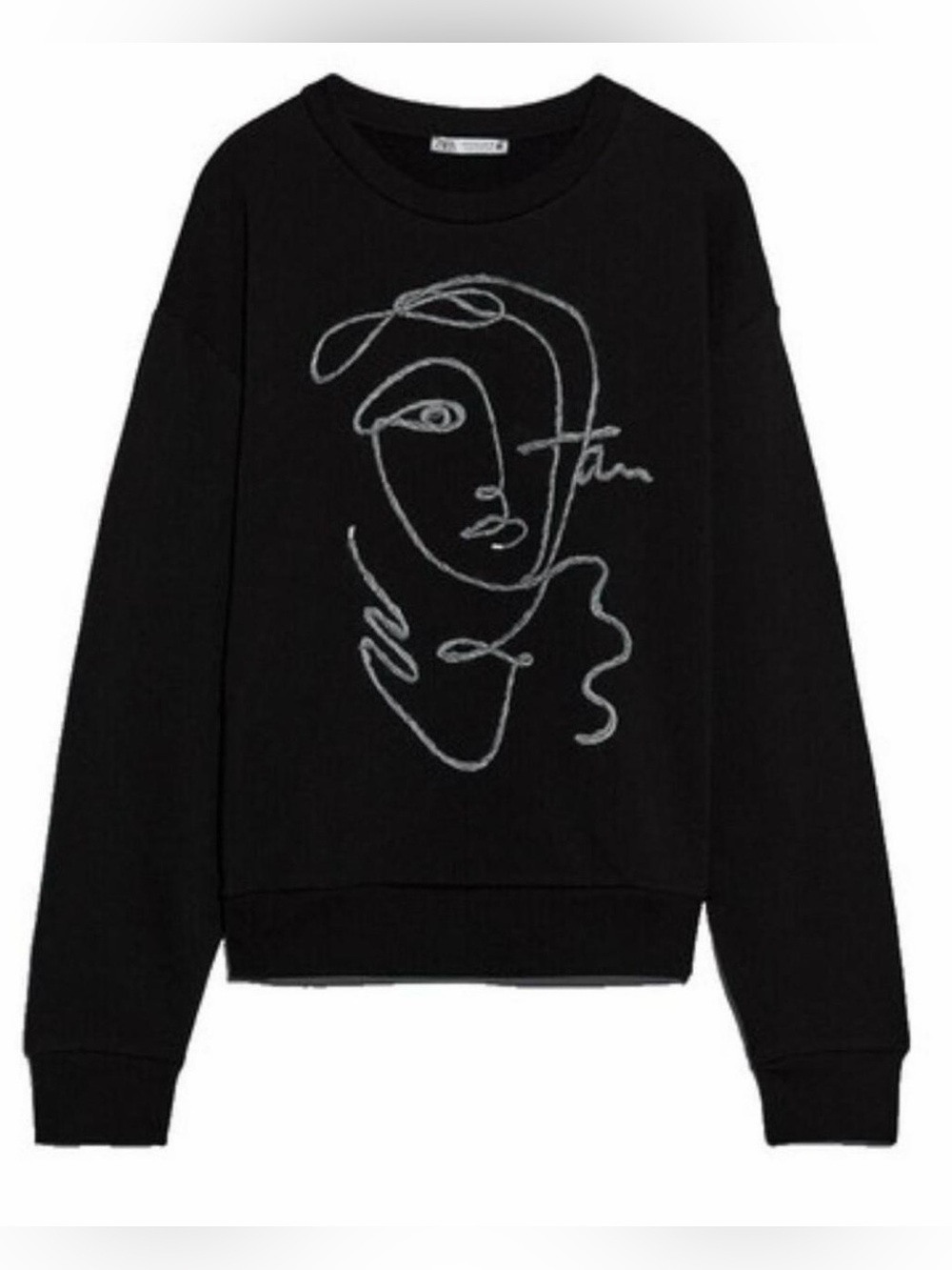 Zara women’s Abstract Print Black Sweatshirt Women's Size M
